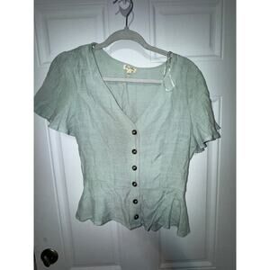 Lily White Peplum Blouse Size S